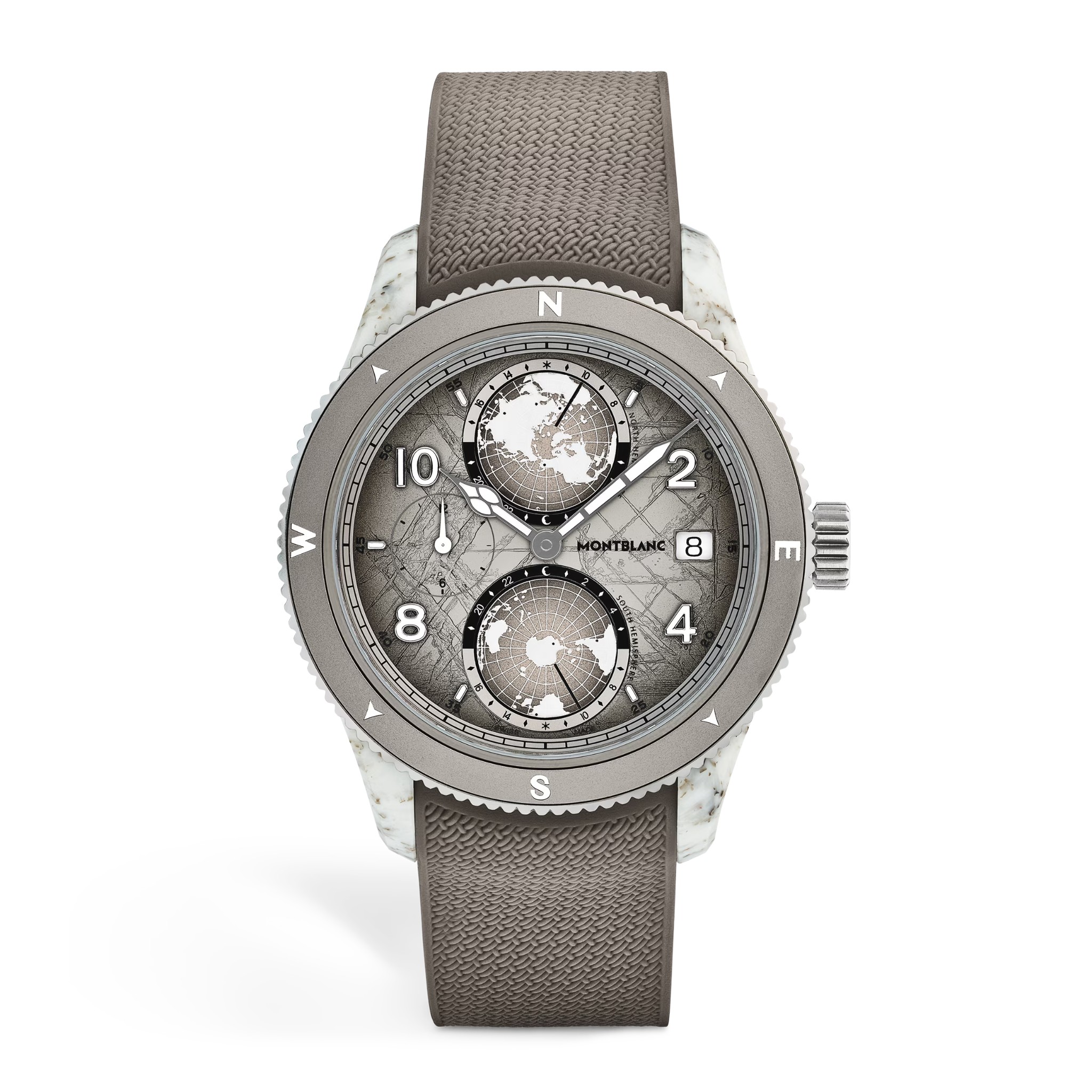 Montblanc 1858 Geosphere 0 Oxygen Mount Elbrouz Limited Edition 43.5mm Men's Watch, White and Brown 